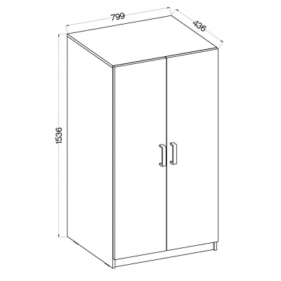 Dvoudveřová šatní skříň MABAKA - šířka 80 cm, dub artisan