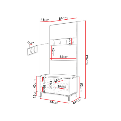 Nábytek do předsíně s čalouněnými panely ANDORA 3 - bílý / černá ekokůže
