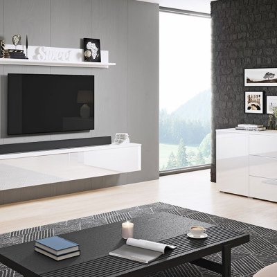 Nábytek do obývacího pokoje ROSARIO - lesklý bílý / bílý