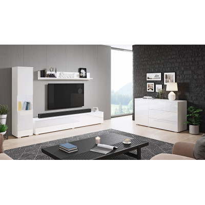 Nábytek do obývacího pokoje ROSARIO - lesklý bílý / bílý