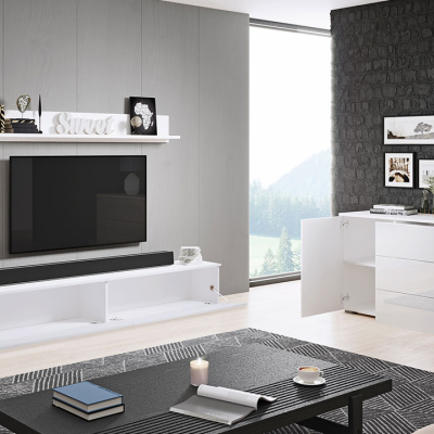 Nábytek do obývacího pokoje ROSARIO - dub wotan / lesklý bílý