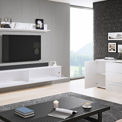 Nábytek do obývacího pokoje ROSARIO - lesklý bílý / bílý