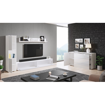 Nábytek do obývacího pokoje ROSARIO - lesklý bílý / bílý
