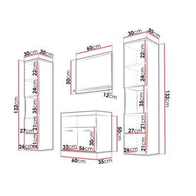 Koupelnová sestava s umyvadlem ZORAIDA XL - matera / lesklá bílá + baterie Economico ZDARMA