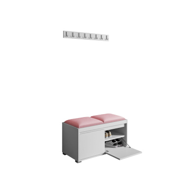 Předsíňová stěna CLENZE 9 - bílá / černá ekokůže