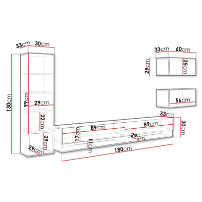 Obývací stěna XENIE - bílá / bílá lesk