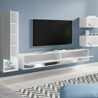 Obývací stěna XENIE - bílá / bílá lesk