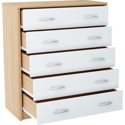 Šuplíková komoda IBOJA - dub sonoma / bílá
