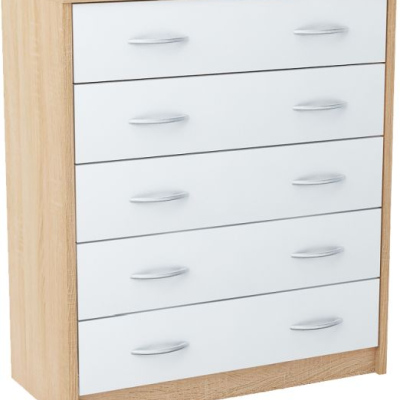 Šuplíková komoda IBOJA - dub sonoma / bílá