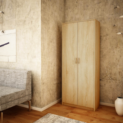 Policová šatní skříň LUBA - šířka 74 cm, dub sonoma