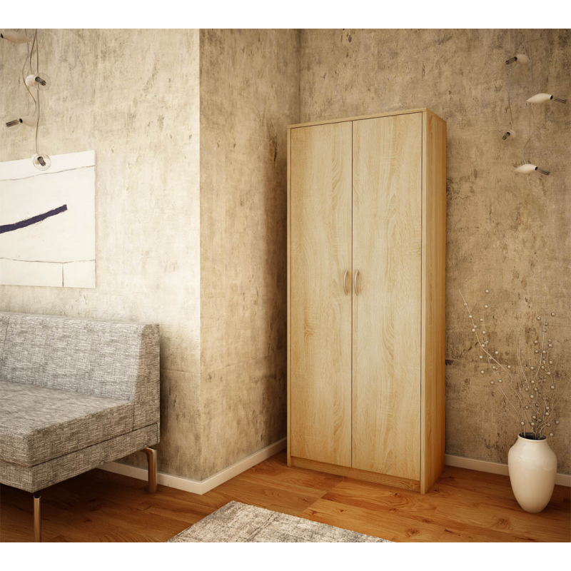 Policová šatní skříň LUBA - šířka 74 cm, dub sonoma