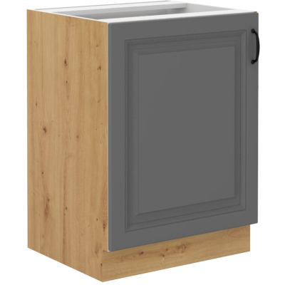 Dolní jednodveřová skříňka SOPHIA - šířka 60 cm, šedá / dub artisan