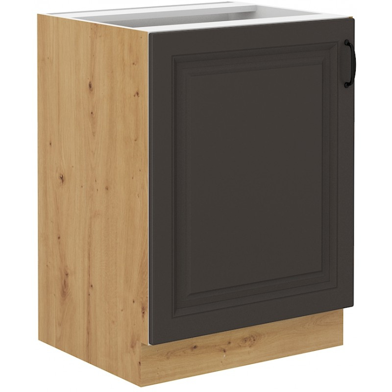 Dolní jednodveřová skříňka SOPHIA - šířka 60 cm, tmavě šedá / dub artisan