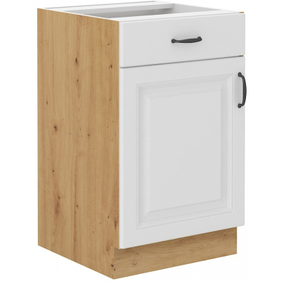 Dolní skříňka se šuplíkem SOPHIA - šířka 50 cm, bílá / dub artisan