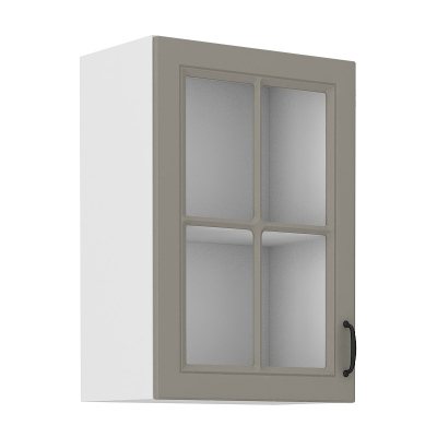 Horní prosklená skříňka SOPHIA - šířka 40 cm, světle šedá / bílá