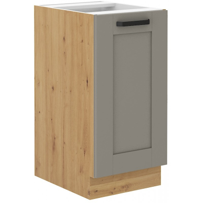 Dolní jednodveřová skříňka LAILI - šířka 40 cm, světle šedá / dub artisan