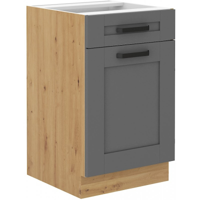 Dolní skříňka se šuplíkem LAILI - šířka 50 cm, šedá / dub artisan