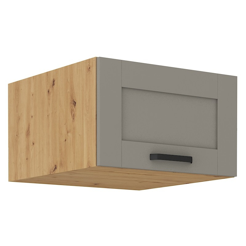 Horní hluboká skříňka s výklopnými dvířky LAILI - šířka 60 cm, světle šedá / dub artisan