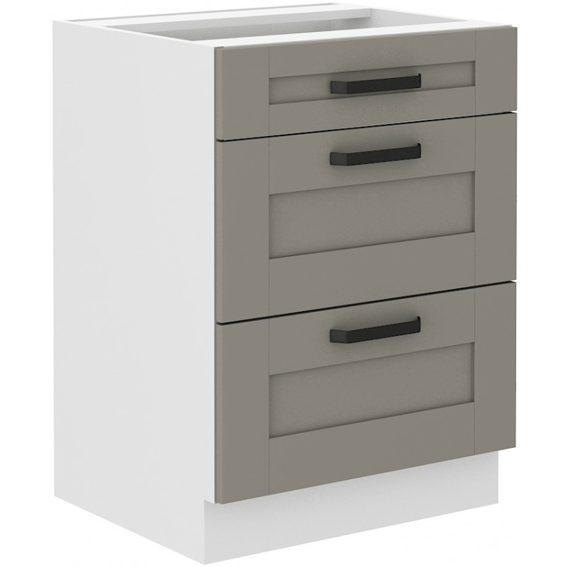 Šuplíková skříňka LAILI - šířka 60 cm, světle šedá / bílá