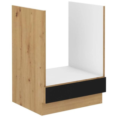 Sporáková skříňka MALILA - šířka 60 cm, černá / dub artisan