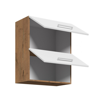 Horní výklopná skříňka VANYA - šířka 60 cm, bílá / dub lancelot