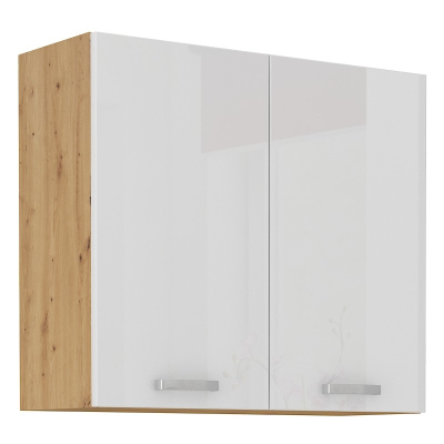 Horní kuchyňská skříňka ADARA - šířka 80 cm, bílá / dub artisan