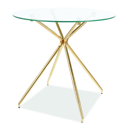 Kulatý jídelní stůl OTO - transparentní / zlatý