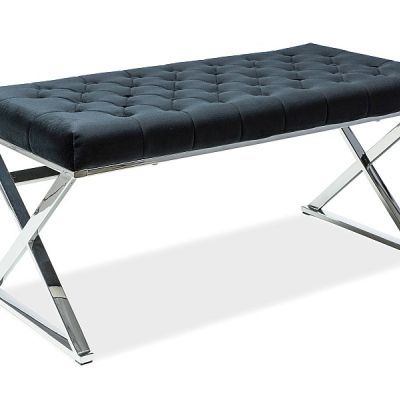 Čalouněná lavice VALINA - stříbrná / černá