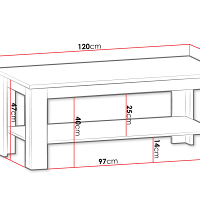 Konferenční stolek ALZEY 2 - borovice andersen / dub lefkas tmavý