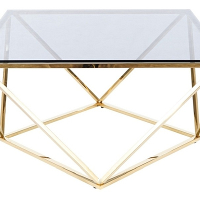 Designový konferenční stolek SULO - sklo / zlatý