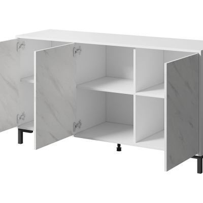 Široká komoda s dvířky STOCK 1 - mramor / bílá