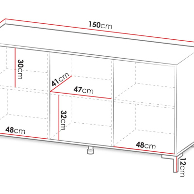 Široká komoda s dvířky STOCK 1 - mramor / bílá
