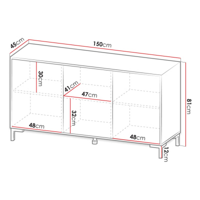 Široká komoda s dvířky STOCK 1 - mramor / bílá