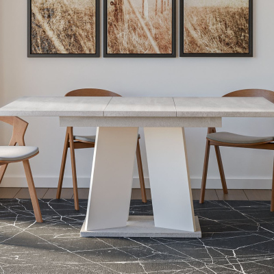 Rozkládací jídelní stůl ENDRE - beton / bílý