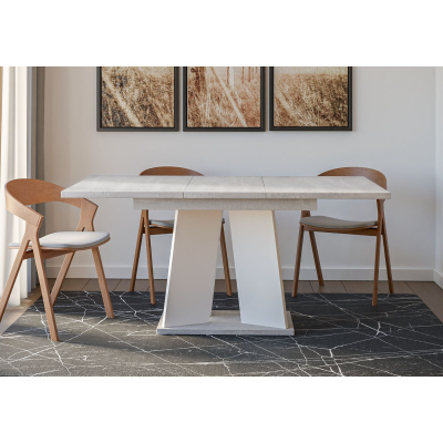 Rozkládací jídelní stůl ENDRE - beton / bílý