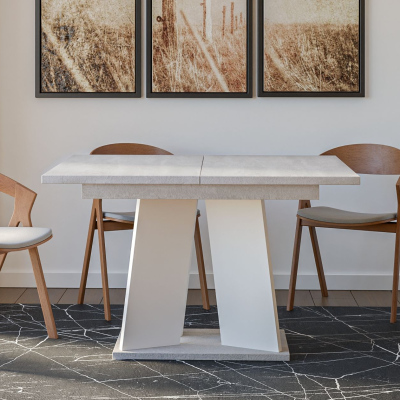 Rozkládací jídelní stůl ENDRE - beton / bílý