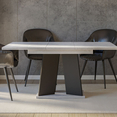 Rozkládací jídelní stůl ENDRE - beton / černý