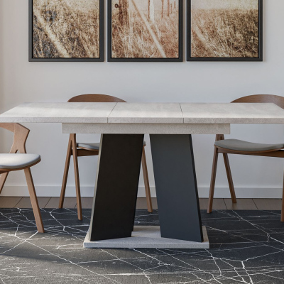 Rozkládací jídelní stůl ENDRE - beton / černý