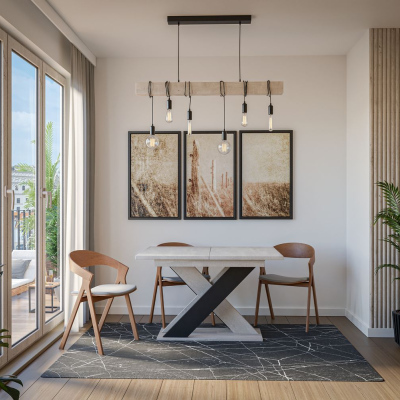 Rozkládací jídelní stůl NIKOS - beton / černý