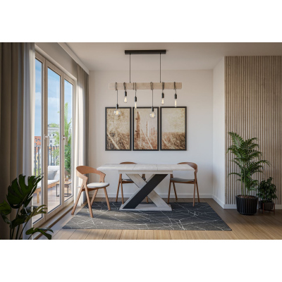 Rozkládací jídelní stůl NIKOS - beton / černý