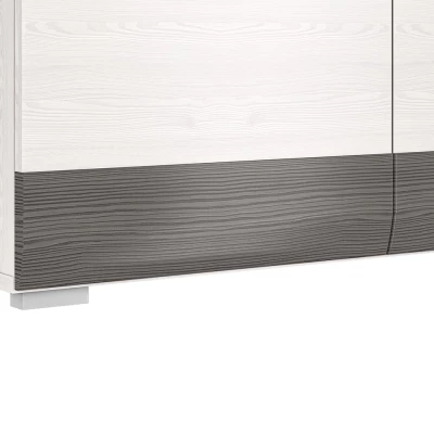 Široká kombinovaná komoda ILKO - bílá borovice / new grey