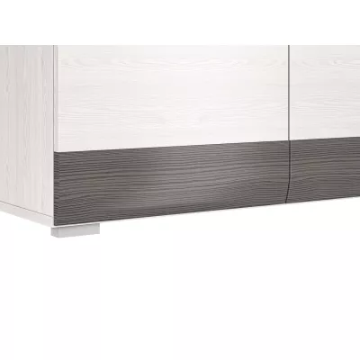 Široká kombinovaná komoda ILKO - bílá borovice / new grey