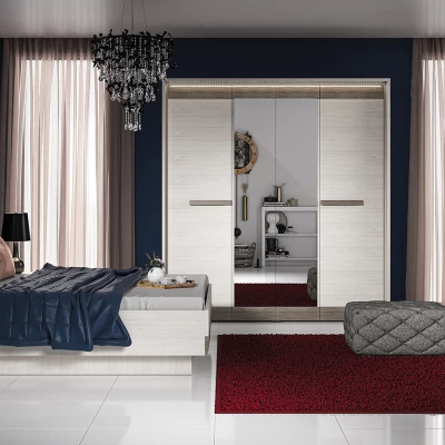 Široká kombinovaná komoda ILKO - bílá borovice / new grey