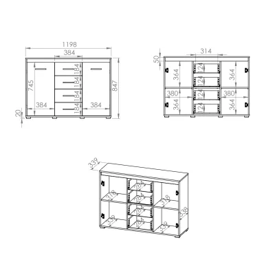 Komoda s dvířky a šuplíky GVENDA - světlý dub sonoma