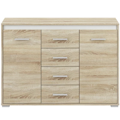 Komoda s dvířky a šuplíky GVENDA - světlý dub sonoma