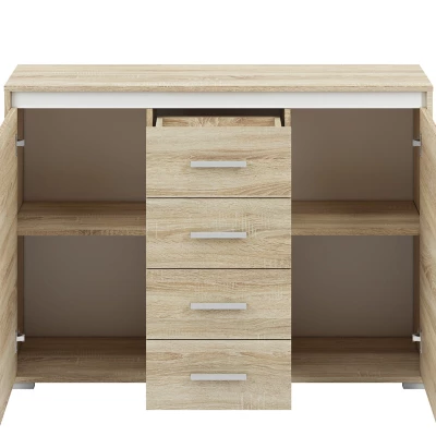 Komoda s dvířky a šuplíky GVENDA - světlý dub sonoma