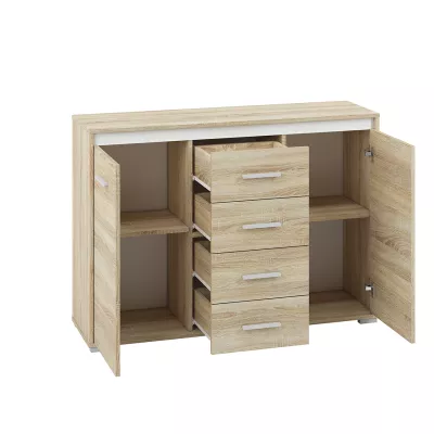 Komoda s dvířky a šuplíky GVENDA - světlý dub sonoma