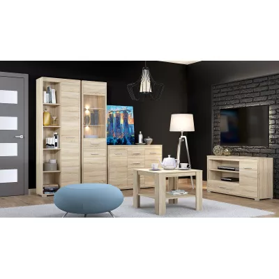 Komoda s dvířky a šuplíky GVENDA - světlý dub sonoma