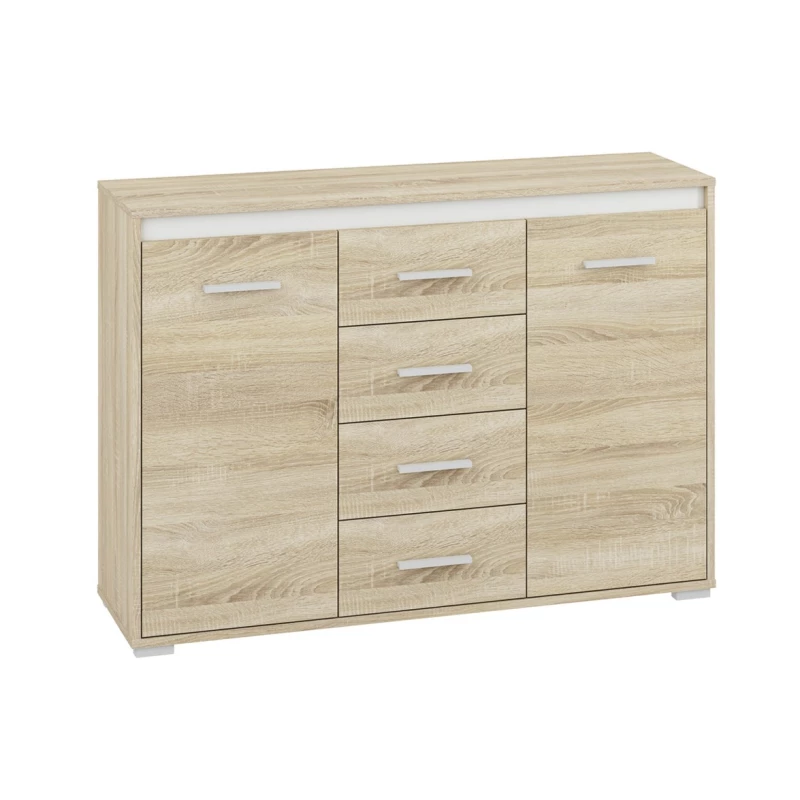 Komoda s dvířky a šuplíky GVENDA - světlý dub sonoma