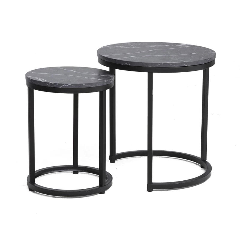 Sada konferenčních stolků GLEN - černý mramor / černý
